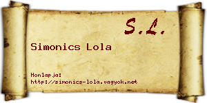 Simonics Lola névjegykártya